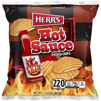 Herr Foods Hot Sauce Potato Chips, 1 Ounce -- 42 per case.