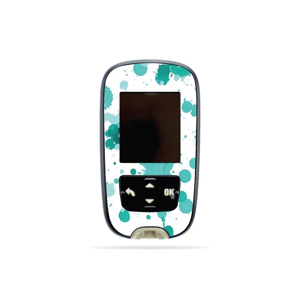 MightySkins Skin Compatible with Accu-Chek Guide - Teal Splatter | Protective, Durable, and Unique Vinyl Decal wrap Cover | Easy to Apply, Remove, and Change Styles | Made in The USA