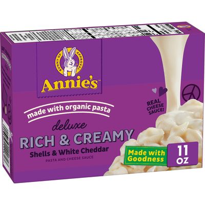 Annie's Deluxe Macaroni and Cheese with Organic Pasta, Real White Cheddar Cheese and Shells, 11 oz