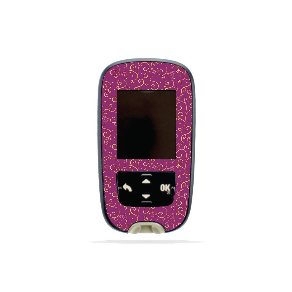 MightySkins Skin Compatible with Accu-Chek Guide - Magenta Swirls | Protective, Durable, and Unique Vinyl Decal wrap Cover | Easy to Apply, Remove, and Change Styles | Made in The USA