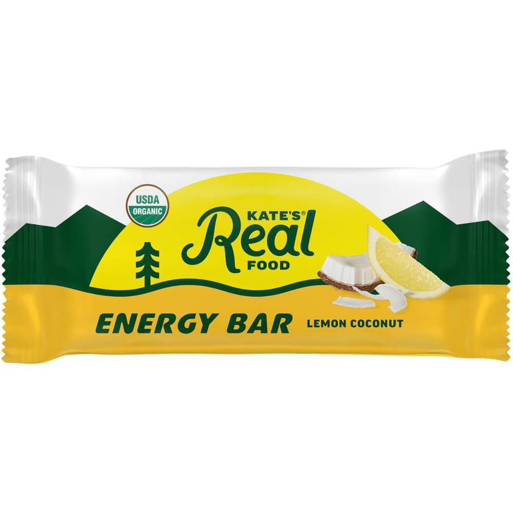 Kates Real Food Organic Energy Bars, Non-GMO, All-Natural Ingredients, Gluten-Free and Soy-Free Healthy Snack with Natural Flavors, Lemon Coconut (Pack of 6)