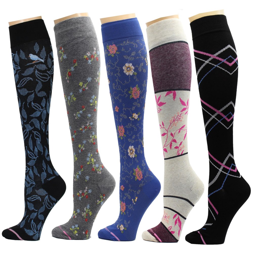 5 Pairs Dr. Motion Therapeutic Graduated 8-15mmHg Compression Women's Knee-hi Socks (N)