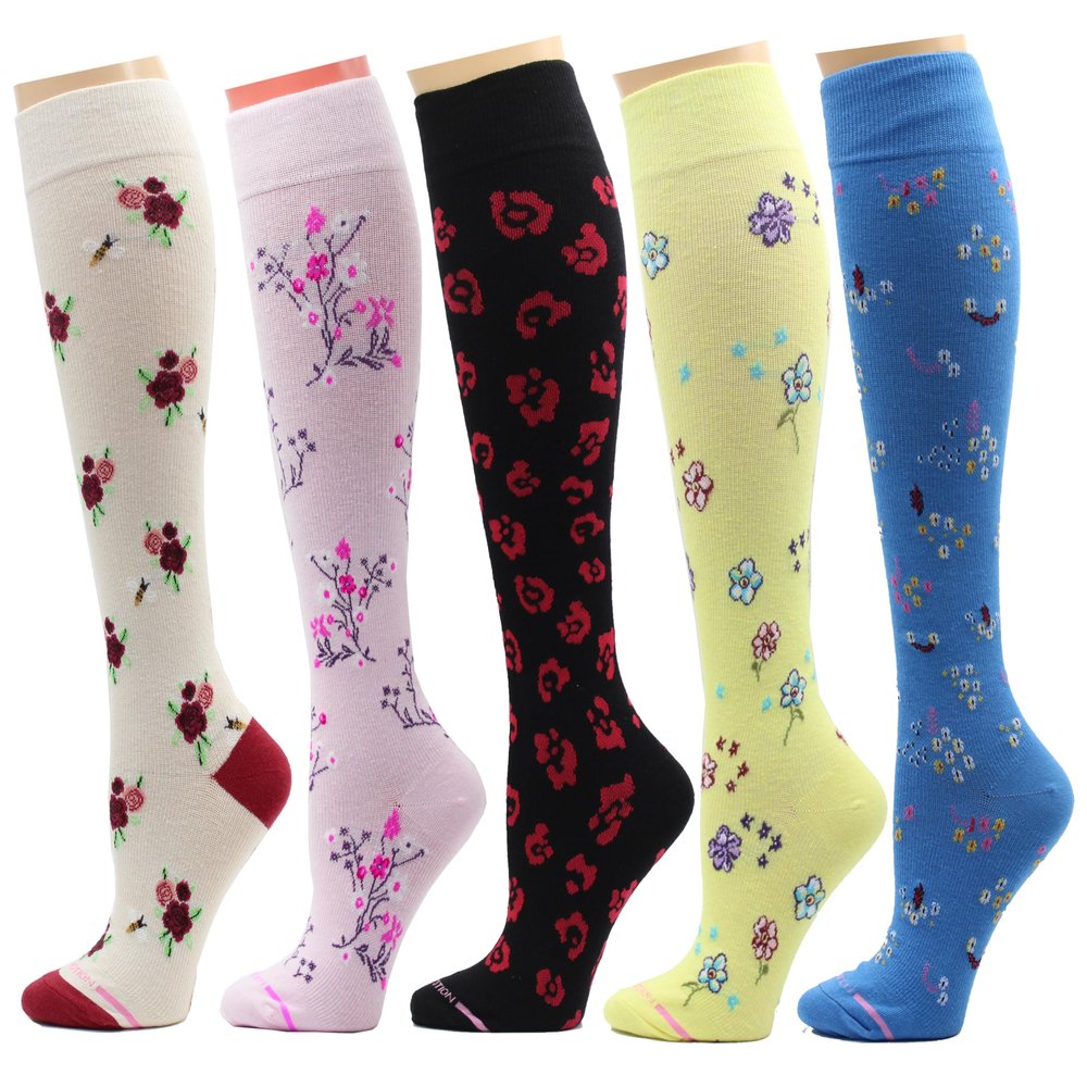 5 Pairs Dr. Motion Therapeutic Graduated 8-15mmHg Compression Women's Knee-hi Socks (L)