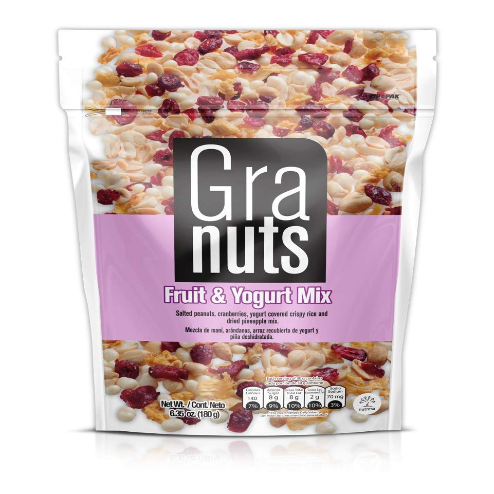 Granuts Fruit & Yogurt Mix Family Pack | Crispy, Yogurt-Covered Rice | Peanuts, Cranberries, & Pineapple | Delicious Snack | 6.35 Oz (Pack of 1)