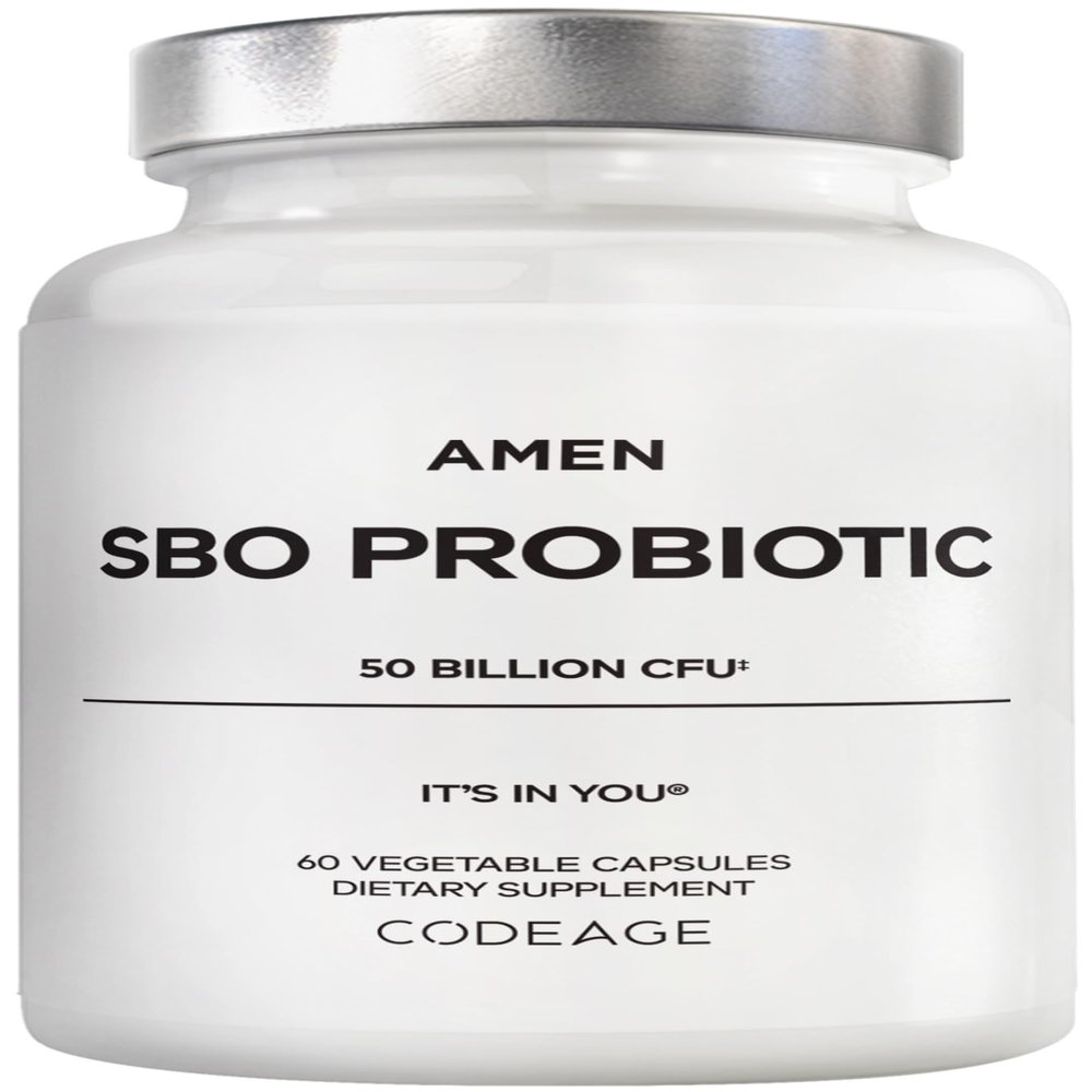 Amen Probiotics Supplement, SBO Probiotic and Organic Prebiotics, 50 Billion CFUs, Shelf Stable, No Refrigeration Required, Flora Daily Probiotic Formula for Women & Men, Vegan & Non-GMO, 60 Capsules
