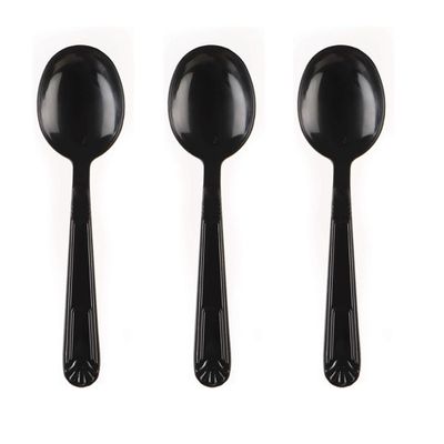 Heavy Weight Plastic Spoons Black 1000pcs - Disposable Cutlery Spoon, Recyclable, Spoon - Great for Parties, Office, BBQ, Soup, Ice Cream, Restaurants and Togo