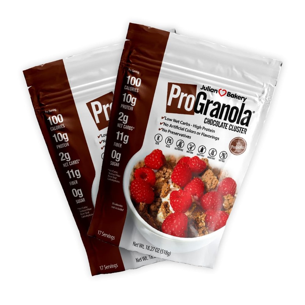 Julian Bakery ProGranola Cereal | Chocolate | 13g Protein | Paleo | 3 Net Carbs | Gluten-Free | Grain-Free | 2 Pack