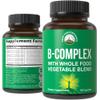 Vitamin B Complex Capsules + Whole Food Blend of 25 Vegetables and Fruits for Max Absorption. Best Vegan B-Complex Supplement with Vitamin B1, B2, B3, B5, B6, B7, B9 and B12. 90 Capsules. Energy Boost view 1