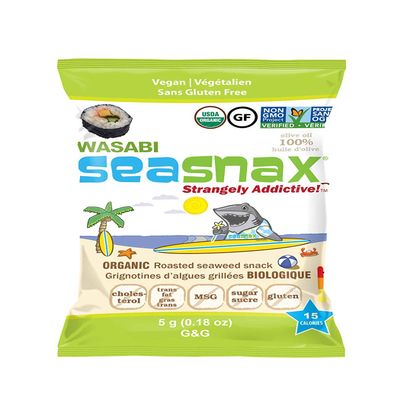 SeaSnax Organic Roasted Seaweed Snack, Wasabi, 0.18 Ounce (Pack of 12)