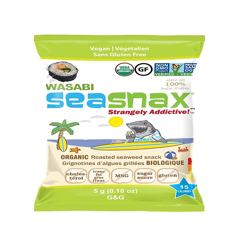 SeaSnax Organic Roasted Seaweed Snack, Wasabi, 0.18 Ounce (Pack of 12)