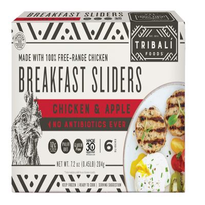 TRIBAL Foods - NAE 100% Free-Range Breakfast Sliders, 12 Boxes - Chicken & Apple - 6 Sliders per Box (72 Sliders)