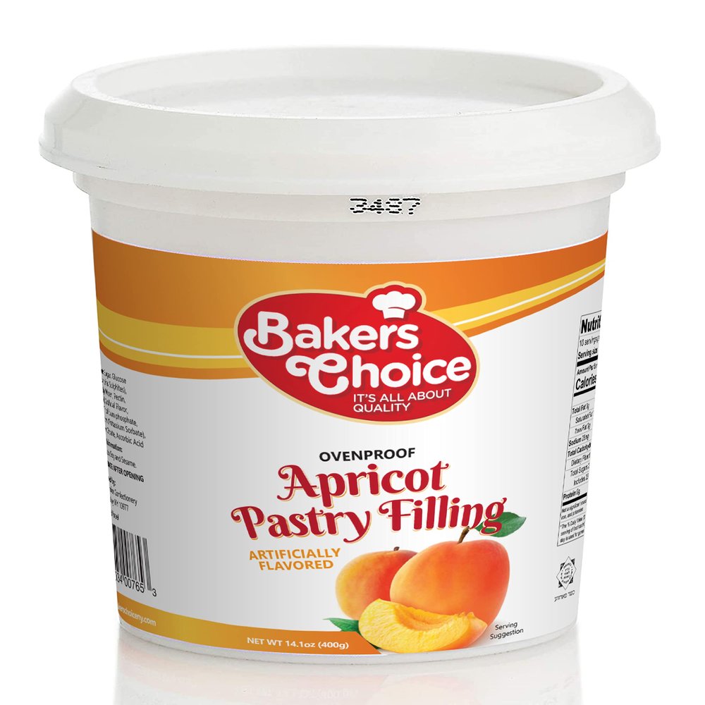 Apricot Jam - 14 oz. - Premium Pastry Filling and Fruit Spread - Oven Proof Apricot Jelly Jams and Preserves for Baking, and Spreading - Dairy Free, Kosher - By Bakers Choice