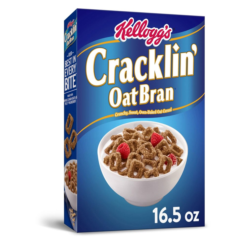 Cracklin' Oat Bran Cold Breakfast Cereal, High Fiber Cereal, 8 Vitamins and Minerals, Original, 16.5oz Box (1 Box)