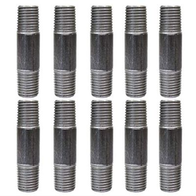CMI Inc 3/4" X 2-1/2" Industrial Black Pipe, Malleable Cast Iron Pipe Nipple, for Vintage DIY Furniture Home Pipe Decor, Fits 3/4 Inch Black Threaded Pipe Nipples and Fittings 10 PACK (3/4" X 2-1/2")