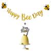 24 Pack Happy Bee Day Gold Glitter Banner & Happy Bee Day Cake Topper Bumblebee Party Decoration Bumble Bee Balloons for Honey Bee Themed Birthday Party Baby Shower Supplies view 2