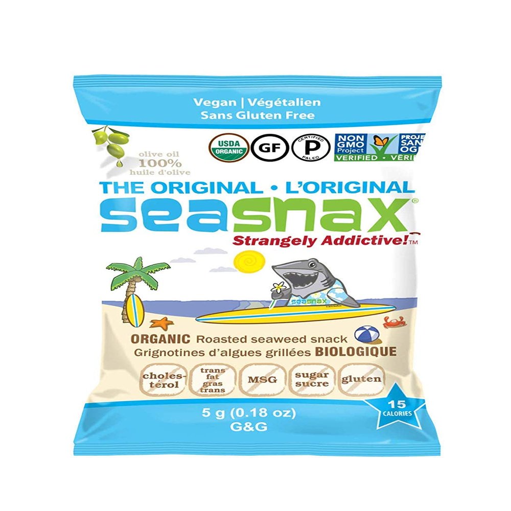 SeaSnax Organic Roasted Seaweed Snack, Original, 0.18 Ounce (Pack of 24)