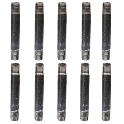 CMI Inc 1/2" x 4" Industrial Black Pipe, Malleable Cast Iron Pipe Nipple, for Vintage DIY Furniture Home Pipe Decor, Fits Half Inch Black Threaded Pipe Nipples and Fittings, 10 Pack (10, 1/2" x 4")