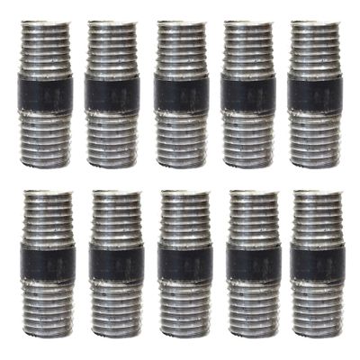 CMI Inc 1/2"x 1-1/2" Industrial Black Pipe, Malleable Cast Iron Pipe Nipple, for Vintage DIY Furniture Home Pipe Decor, Fits 1/2" Black Threaded Pipe Nipples and Fittings, 10 Pack (10, 1/2"x 1-1/2")