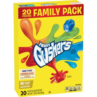 Betty Crocker Gushers Fruit Flavored Snacks, Variety Pack, Strawberry and Tropical, 20 ct (Pack of 6)