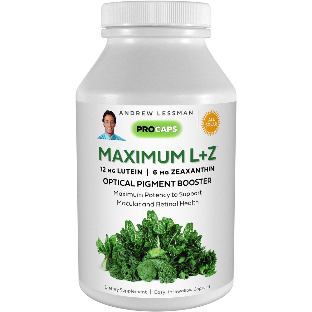 ANDREW LESSMAN Maximum L+Z 240 Softgels - 12mg Lutein, 6mg Zeaxanthin, Key Nutrients to Support Eye and Brain Health, and Promote Healthy Vision. No Additives. Easy to Swallow Softgels