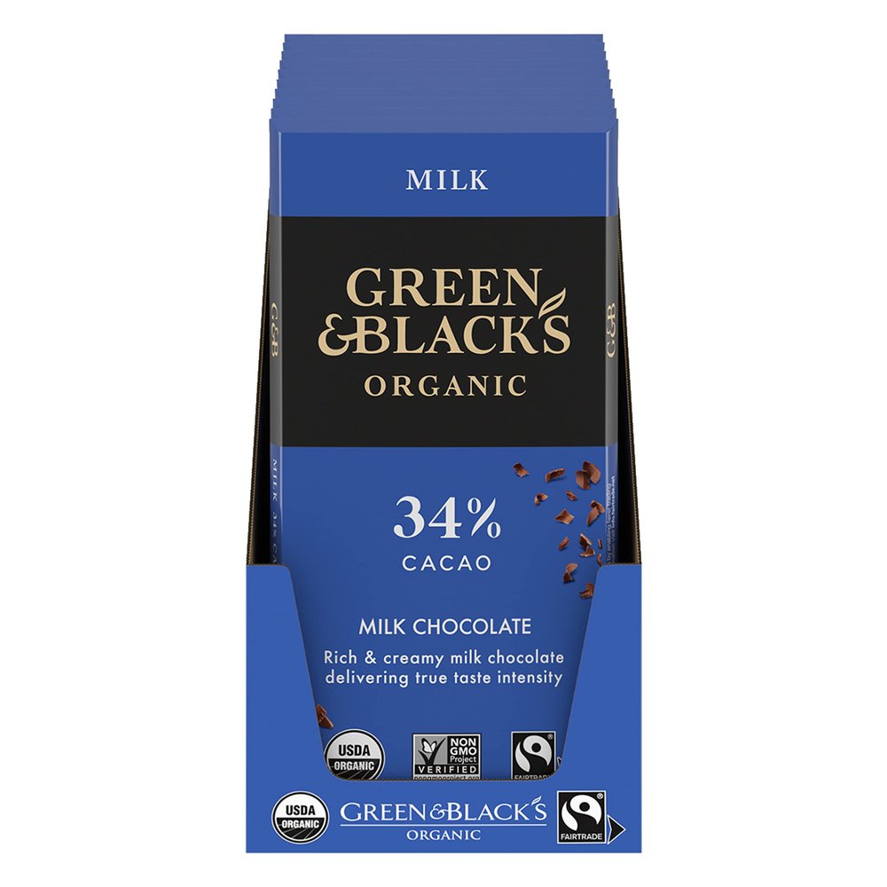Green & Black's Organic Milk Chocolate Bar, 34% Cacao, 10 - 3.17 oz Bars