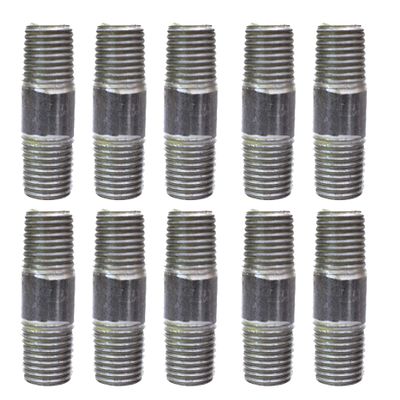 CMI Inc 1/2"x 2" Industrial Black Pipe, Malleable Cast Iron Pipe Nipple, for Vintage DIY Furniture Home Pipe Decor, Fits Half Inch Black Threaded Pipe Nipples and Fittings, 10 Pack (10, 1/2"x 2")