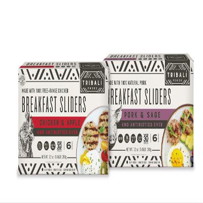 TRIBAL Foods - NAE Breakfast Sliders, 12 Box Variety - 6 Chicken & Apple + 6 Pork & Sage - 6 Sliders per Box (36 Chicken & 36 Pork Sliders)