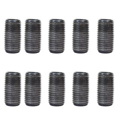 CMI Inc 1/2" x CLOSE" Industrial Black Pipe, Malleable Cast Iron Pipe Nipple for Vintage DIY Furniture Home Pipe Decor, Fits Half Inch Black Threaded Pipe Nipples and Fittings, 10 Pack (10, 1/2" x 1")