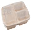 [375 Pack] 33 oz Compostable 3 Compartment Food Trays with Pulp Fiber Lids - Unbleached, Sugarcane, Plant Fiber, Heavy Duty, Microwavable, Biodegradable, Tree Free, Ecofriendly, Lunch Trays, Meal Prep view 1