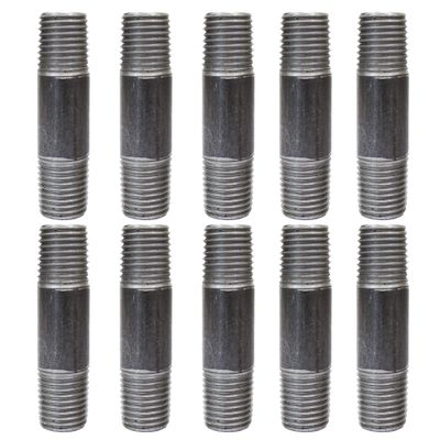 CMI Inc 1/2" x 2-1/2" Industrial Black Pipe, Malleable Cast Iron Pipe Nipple, for Vintage DIY Furniture Home Pipe Decor, 1/2 Inch Black Threaded Pipe Nipples and Fittings, 10 Pack (10, 1/2" x 2-1/2")