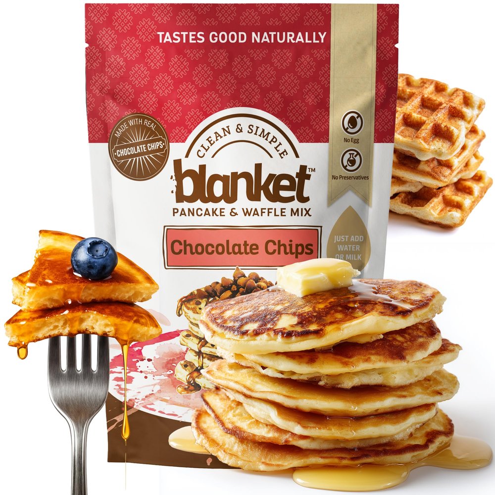 Blanket Pancakes and Waffle Mix Chocolate Chip Pancake Mix Just Add Water, No Preservatives Clean Breakfast Staple with Homestyle Taste Non-GMO, Comfort Food Classic 16 oz (1 Pack)