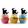 Strong Muscle Bodybuilding Silhouette Acrylic Cupcake Toppers 12 pcs view 1