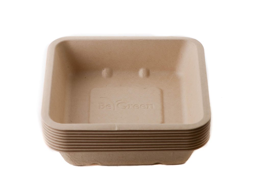 125 Count - EcoQuality 24oz Disposable Rectangular Container with Pulp Fiber Lids Natural Sugarcane Bagasse Bamboo Fibers Sturdy Compostable Eco Friendly Environmental Paper Alternative Tree Free