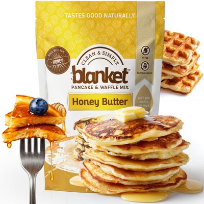 Blanket Pancakes and Waffle Mix Honey Butter Pancake Mix Just Add Water, No Preservatives Clean Breakfast Staple with Homestyle Taste Non-GMO, Comfort Food Classic 16 oz (1 Pack)