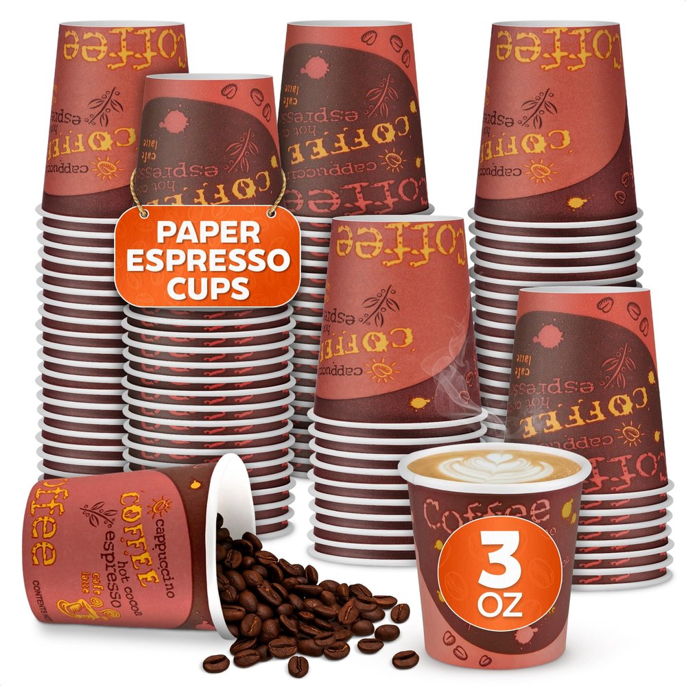 200Pcs 3 oz Disposable Espresso Cups Paper - Paper Espresso Cups Disposable, Fits Most Coffee Machines - Small Coffee Cup Set to Make Holiday & Hot Drinks at Home, Office, On Events & On-the-Go Use