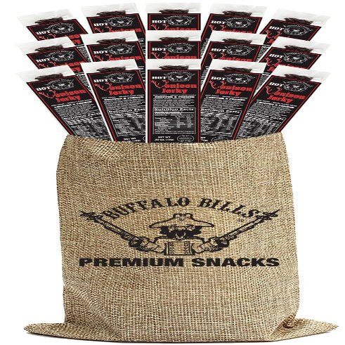 Buffalo Bills 15-Piece Hot Venison Jerky Burlap Gift Wine Bags - 15 Hot Venison Jerky Strips