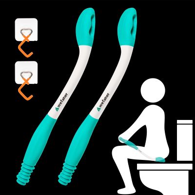 wefaner Toilet Aids Wiping Long Reach 2 PackComfort Wipe Wand Bottom Buddy Toilet Self Tissue Aids for Toileting ,Help Wipe Butt for Overweight PeopleLimited Mobility,Elderly, Pregnancy,with hooks.