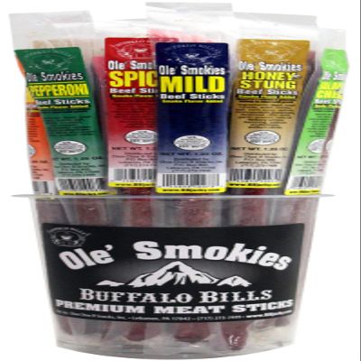 Buffalo Bills Assorted Hot & Mild Ole Smokies - 15 Wrapped Sticks Per Tub