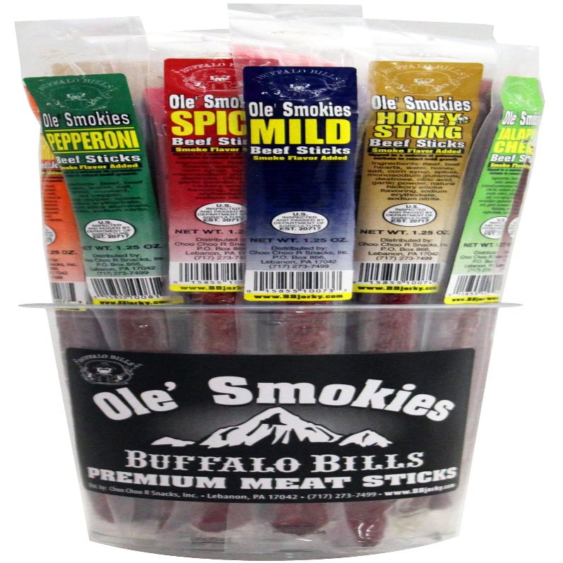 Buffalo Bills Assorted Hot & Mild Ole Smokies - 15 Wrapped Sticks Per Tub