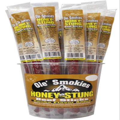 Buffalo Bills Honey Stung Ole Smokies - 15 Wrapped Beef Sticks Per Tub