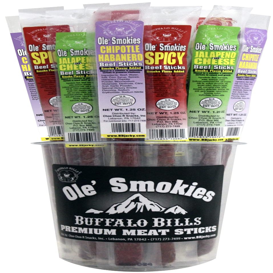 Buffalo Bills Assorted Hot Ole Smokies - 15 Wrapped Beef Sticks Per Tub