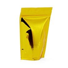 1000ea - 5-1/8 X 3-1/8 X 8-1/8 Gold Foil Stnd-Up Zppr Pouch Gusset - 3 1/8''