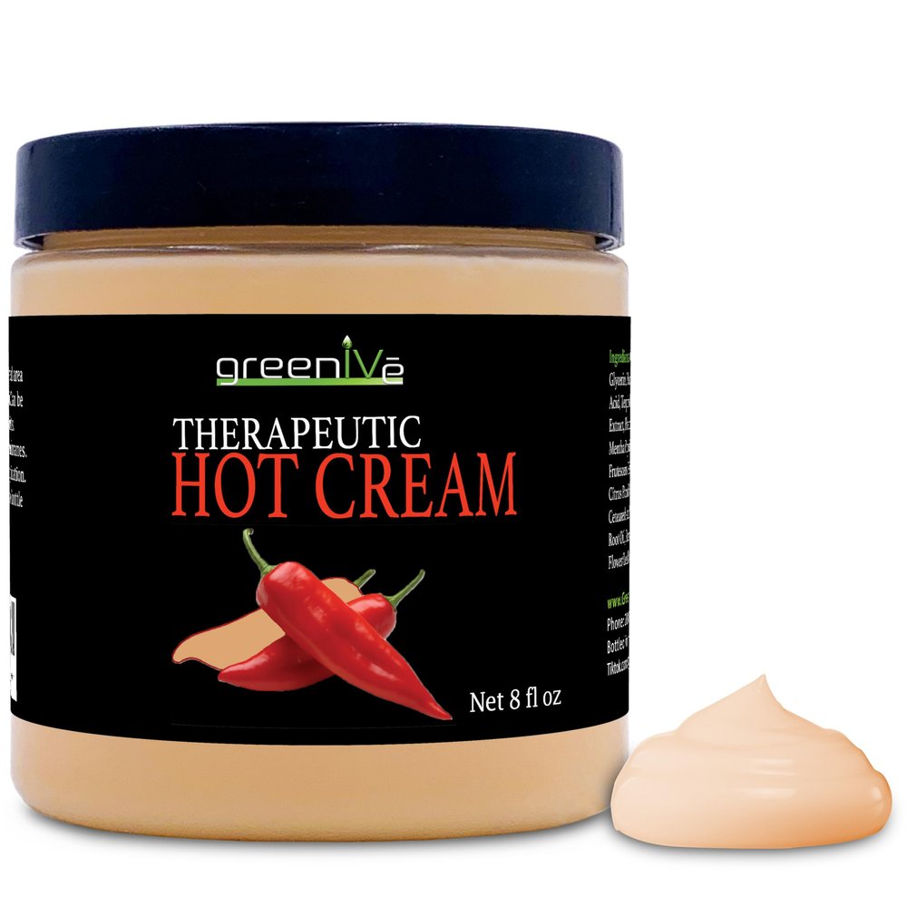GreenIVe Hot Cream Massage Lotion Hot & Cold Sensation for Joints and Muscles and Skin Tightning Wraps (8oz Jar)