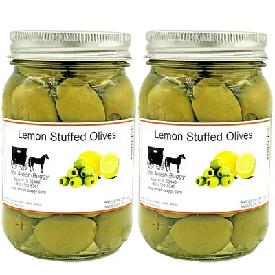 Stuffed Large Olives - Two 16 oz. Jars (Lemon Stuffed Olives)