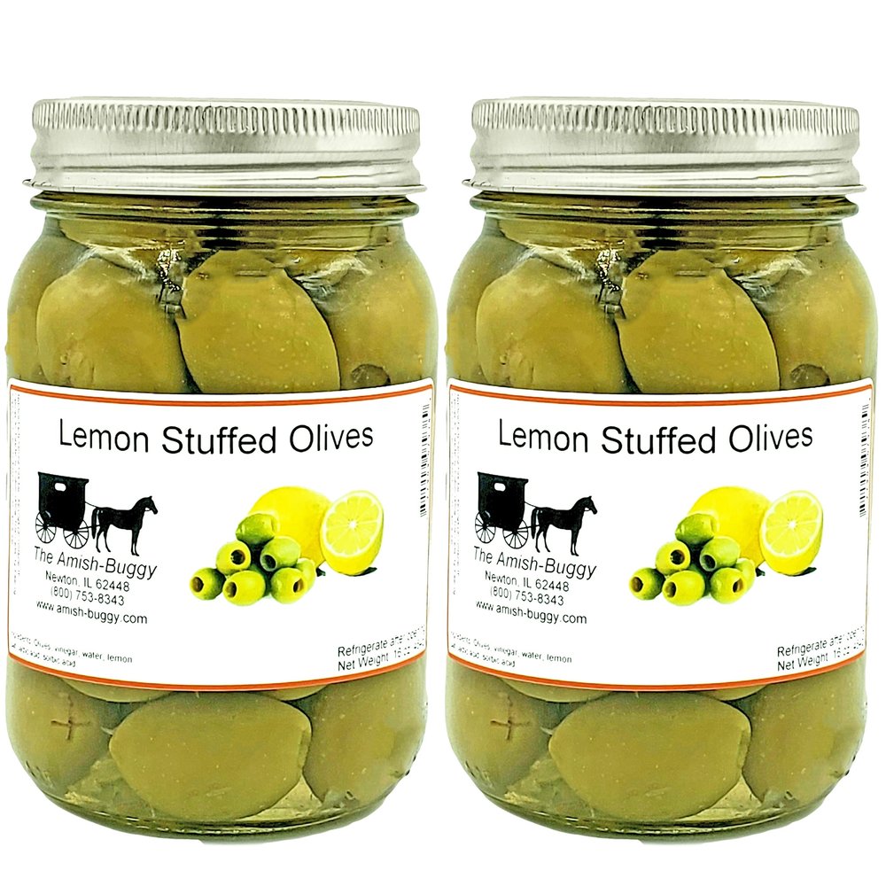 Stuffed Large Olives - Two 16 oz. Jars (Lemon Stuffed Olives)