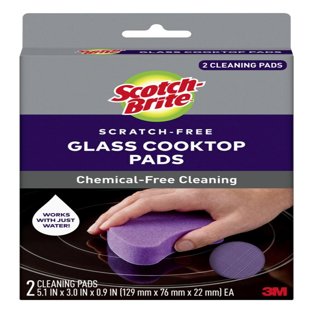 Scotch-Brite Glass Cooktop Pads , 5.1INx3.0 IN x0.9 IN , ( 129mm x 76mmx 22mm) EA