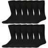 12 Pairs of Cotton Diabetic Neuropathy Crew Socks (13-16, Fits Men's Shoe Size 12-14.5, Black) view 1