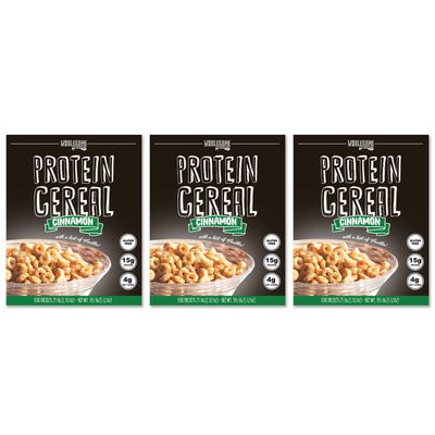 3 Pack Protein Cereal, Low Carb, 15g Protein, 6g Net Carbs, High Performance Cereal, Macro-Controlled Packages (Cinnamon)