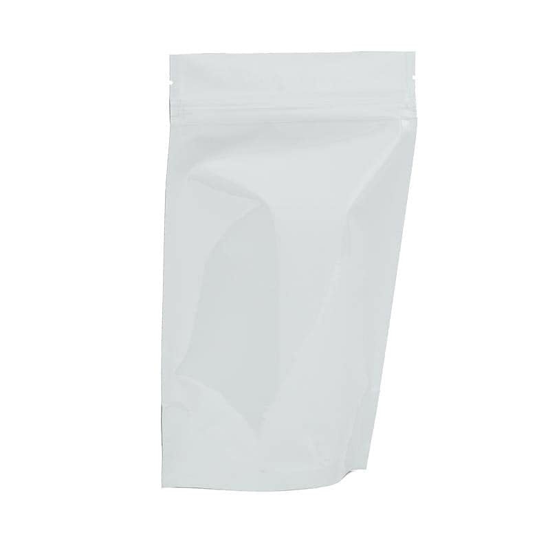 1000ea - 5-7/8 X 3-1/2 X 9 White Foil Stand-Up Zipper Pouch Gusset - 3 1/2''
