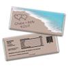 25 Personalized Beach Themed Wedding Wrappers for Chocolate Bar Candy Favors (25 Wrappers) - Silver Foil view 1